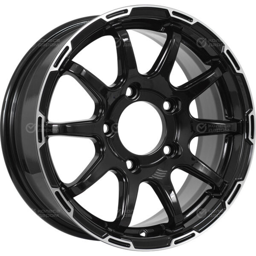 Колесный диск KDW KD1660(КС1113-00) 6.5xR16 5x139.7 ET40 DIA98.1 (уценка) глянцевый черный с полированной лицевой частью