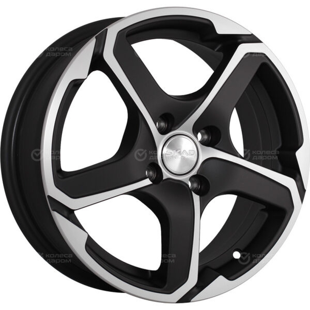 Колесный диск СКАД Аллигатор 6xR15 5x100 ET40 DIA57.1 черный матовый с полированным элементом