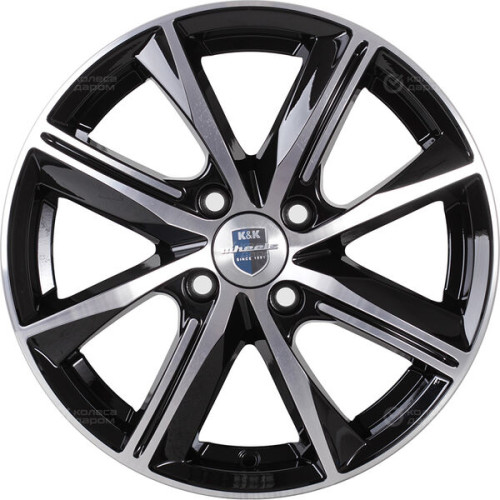 Колесный диск КиК Арнар 6xR15 4x100 ET35 DIA67.1 черный глянцевый с полированными элементами лицевой поверхности