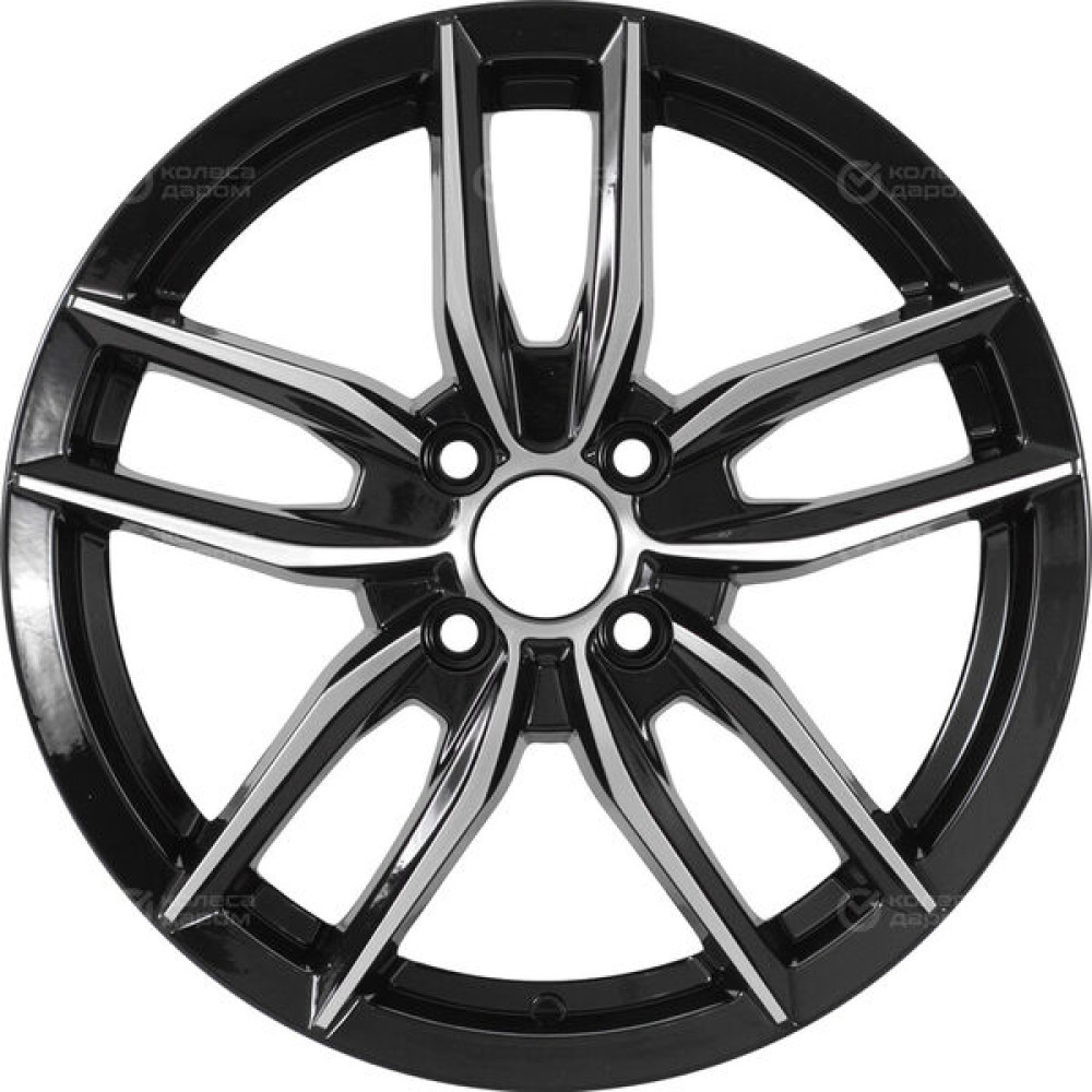 Колесный диск RST R076 6xR16 4x100 ET48 DIA60.1 (уценка) глянцевый черный с полированной лицевой частью
