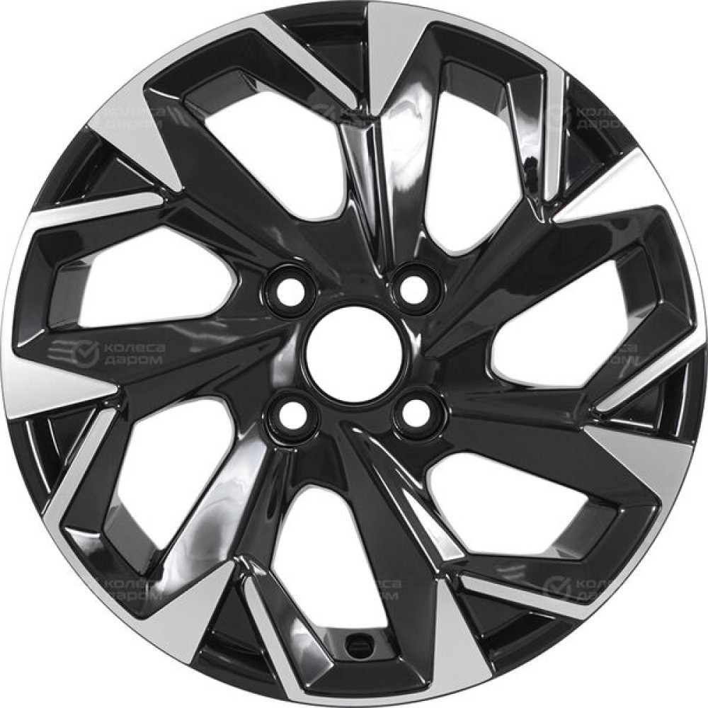 Колесный диск Carwel Вага 1402 5.5xR14 4x100 ET43 DIA67.1 чёрный глянцевый с полированной лицевой частью
