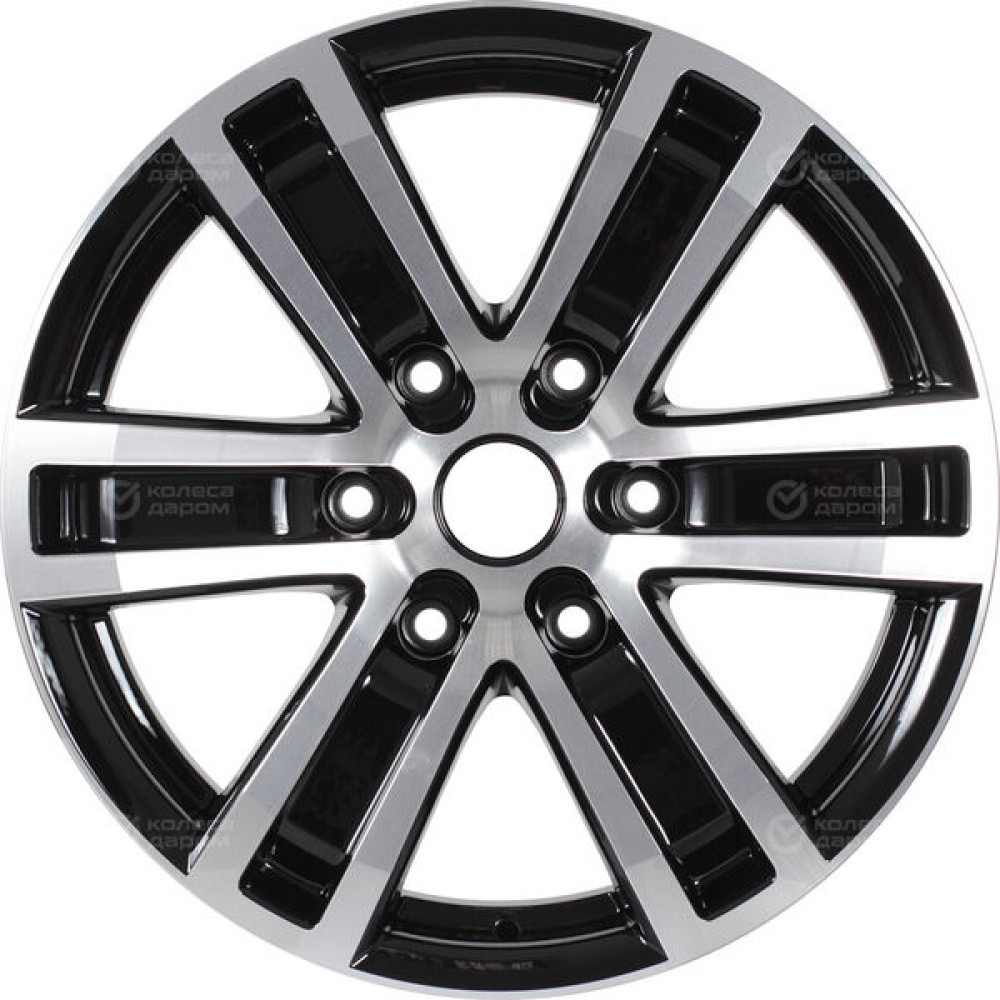 Колесный диск КиК R7-Рольф оригинал 7.5xR17 6x139.7 ET38 DIA67.1 (уценка) черный глянцевый с полированными элементами лицевой поверхности