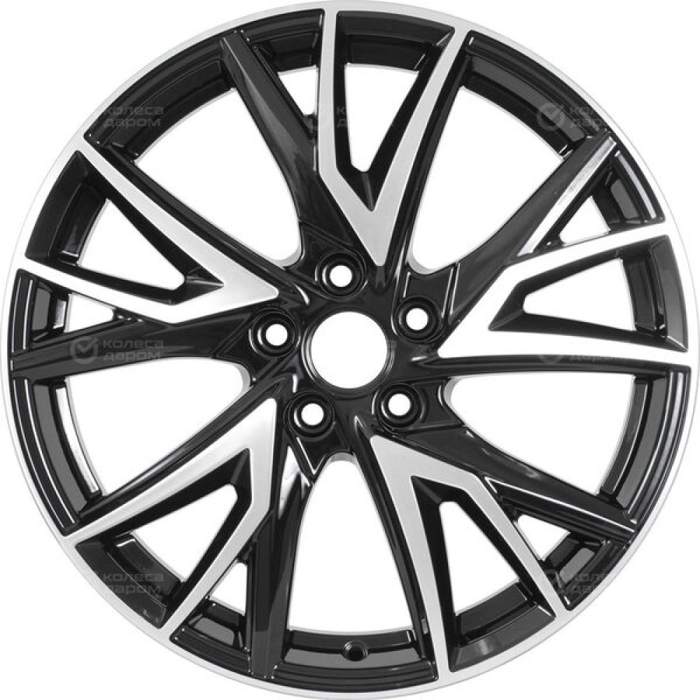 Колесный диск КиК Кайлас 6.5xR18 5x112 ET38 DIA66.6 черный глянцевый с полированными элементами лицевой поверхности