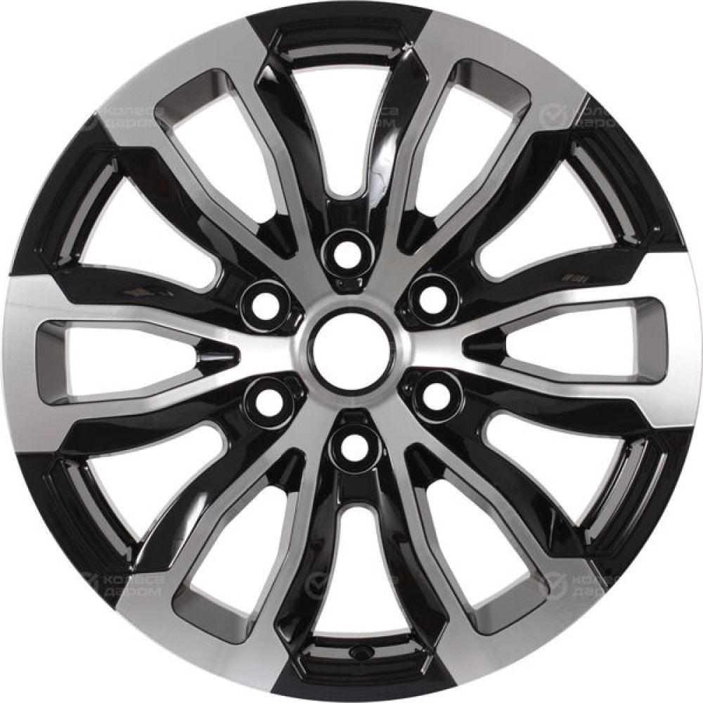 Колесный диск КиК Меконг 7.5xR18 6x139.7 ET36 DIA100.1 черный глянцевый с полированными элементами лицевой поверхности