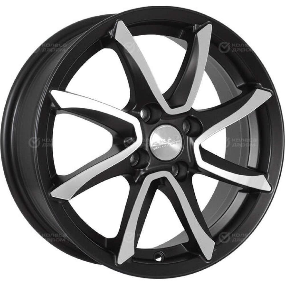 Колесный диск СКАД Осака 6xR15 4x100 ET50 DIA60.1 черный матовый с полированным элементом