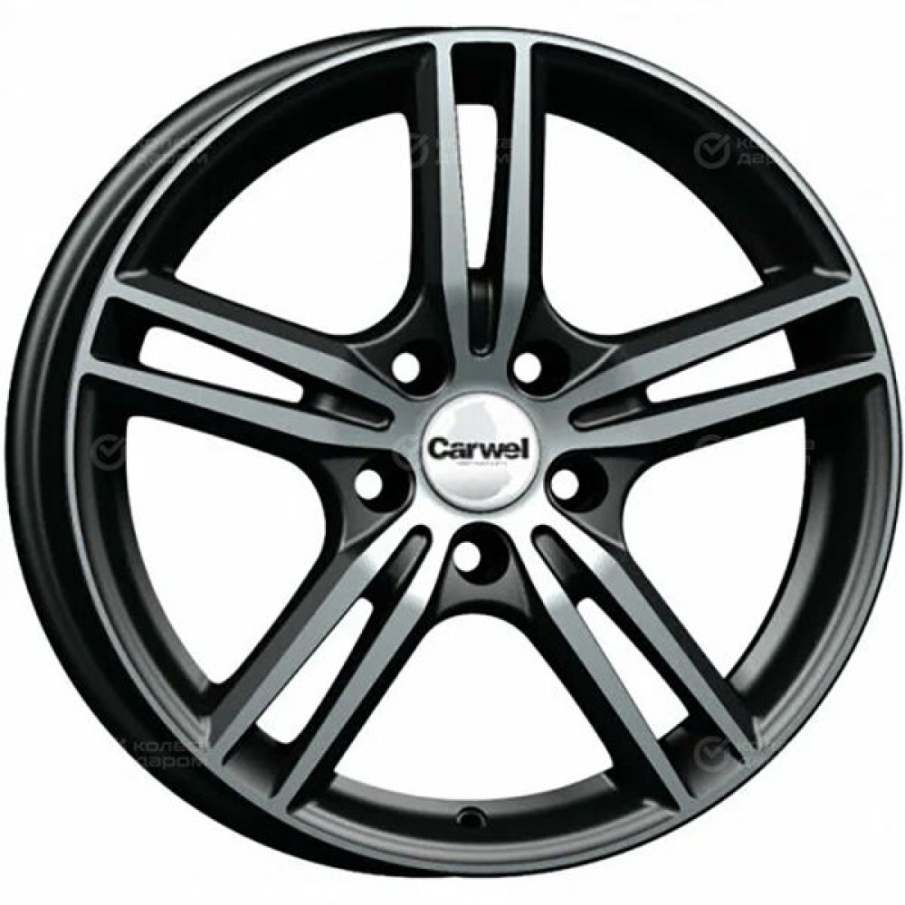Колесный диск Carwel Баруй 223 6.5xR16 5x114.3 ET38 DIA67.1 чёрный глянцевый с полированной лицевой поверхностью