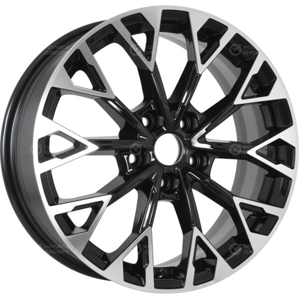 Колесный диск KHOMEN KHW1718 (Chery Tiggo 8) 7xR17 5x108 ET45 DIA60.1 глянцевый черный с полированной лицевой частью
