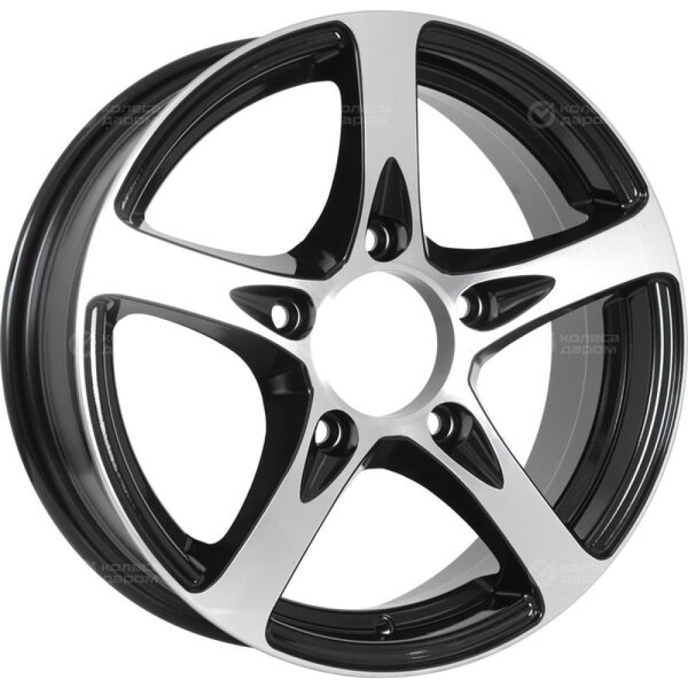 Колесный диск KDW KD1650 6xR16 5x139.7 ET40 DIA98 глянцевый черный с полированной лицевой частью