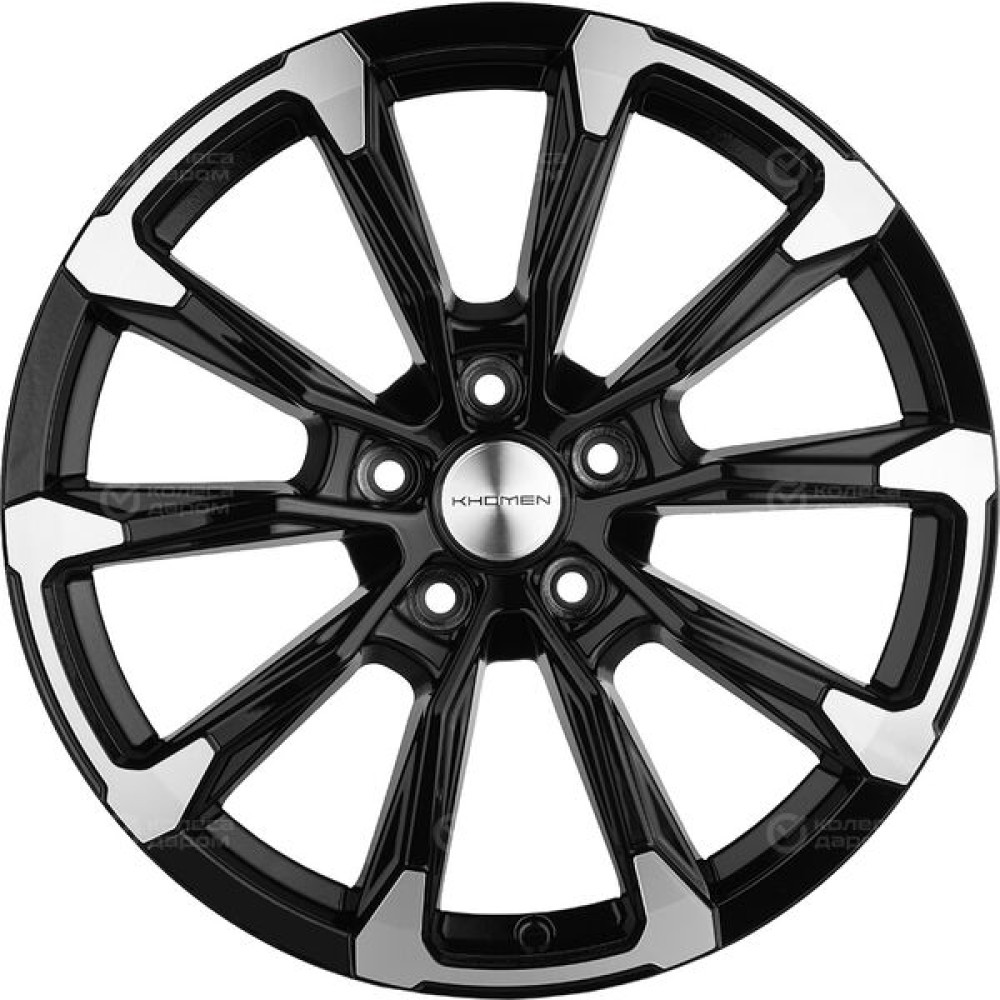 Колесный диск KHOMEN KHW1808 (Tugella/Jaguar XF/F-Pace) 7.5xR18 5x108 ET46 DIA63.4 глянцевый черный с полированной лицевой частью