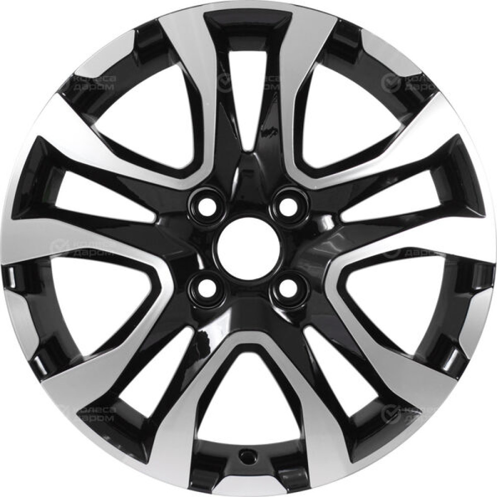 Колесный диск Carwel Тобол 1503 6xR15 4x100 ET50 DIA60.1 чёрный глянцевый с полированной лицевой частью