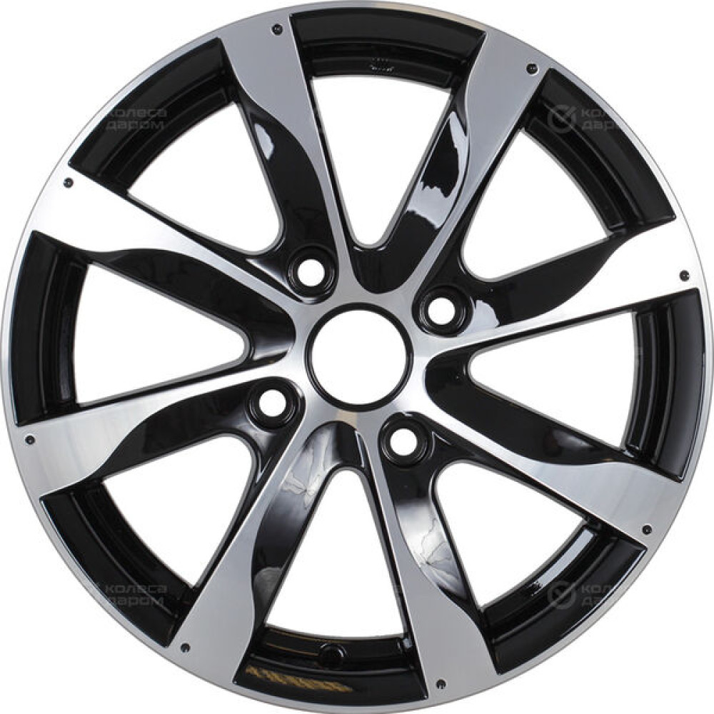 Колесный диск КиК Джемини 6xR15 4x98 ET35 DIA67.1 черный глянцевый с полированными элементами лицевой поверхности