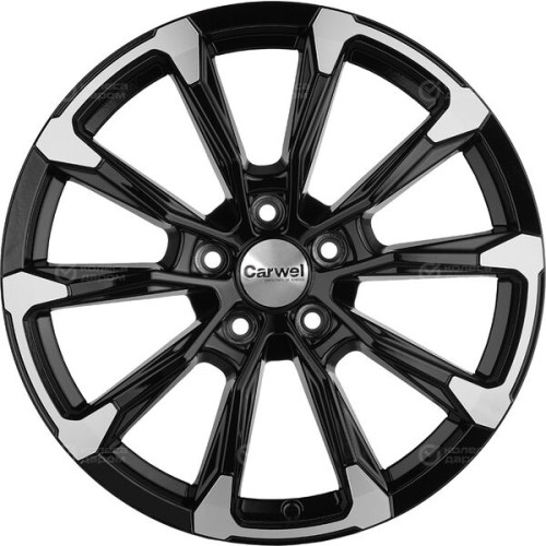 Колесный диск Carwel Ишим 1808 7.5xR18 5x114.3 ET50 DIA67.1 черный глянцевый с полированной лицевой частью
