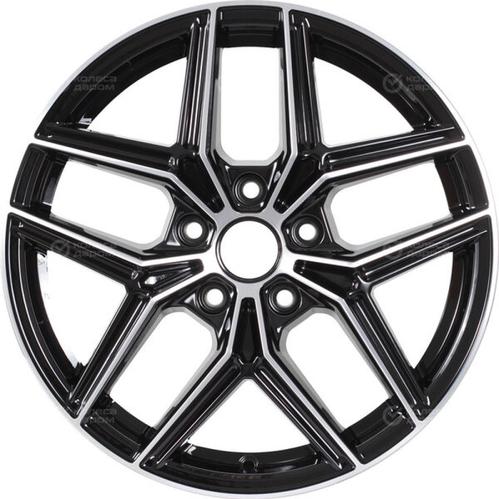 Колесный диск КиК Юнион 7xR17 5x114.3 ET45 DIA67.1 (уценка) черный глянцевый с полированными элементами лицевой поверхности