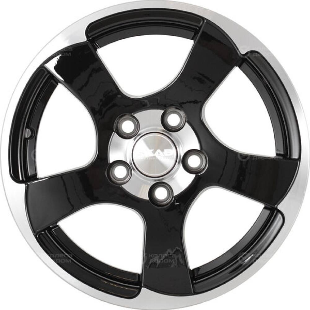 Колесный диск СКАД Акула 6xR16 4x100 ET50 DIA60.1 черный глянцевый с полированной лицевой поверхностью