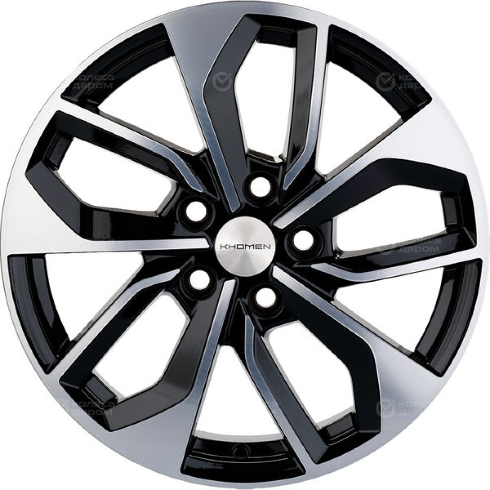 Колесный диск KHOMEN KHW1703 (ZV17_Qashqai) 7xR17 5x114.3 ET40 DIA66.1 глянцевый черный с полированной лицевой частью