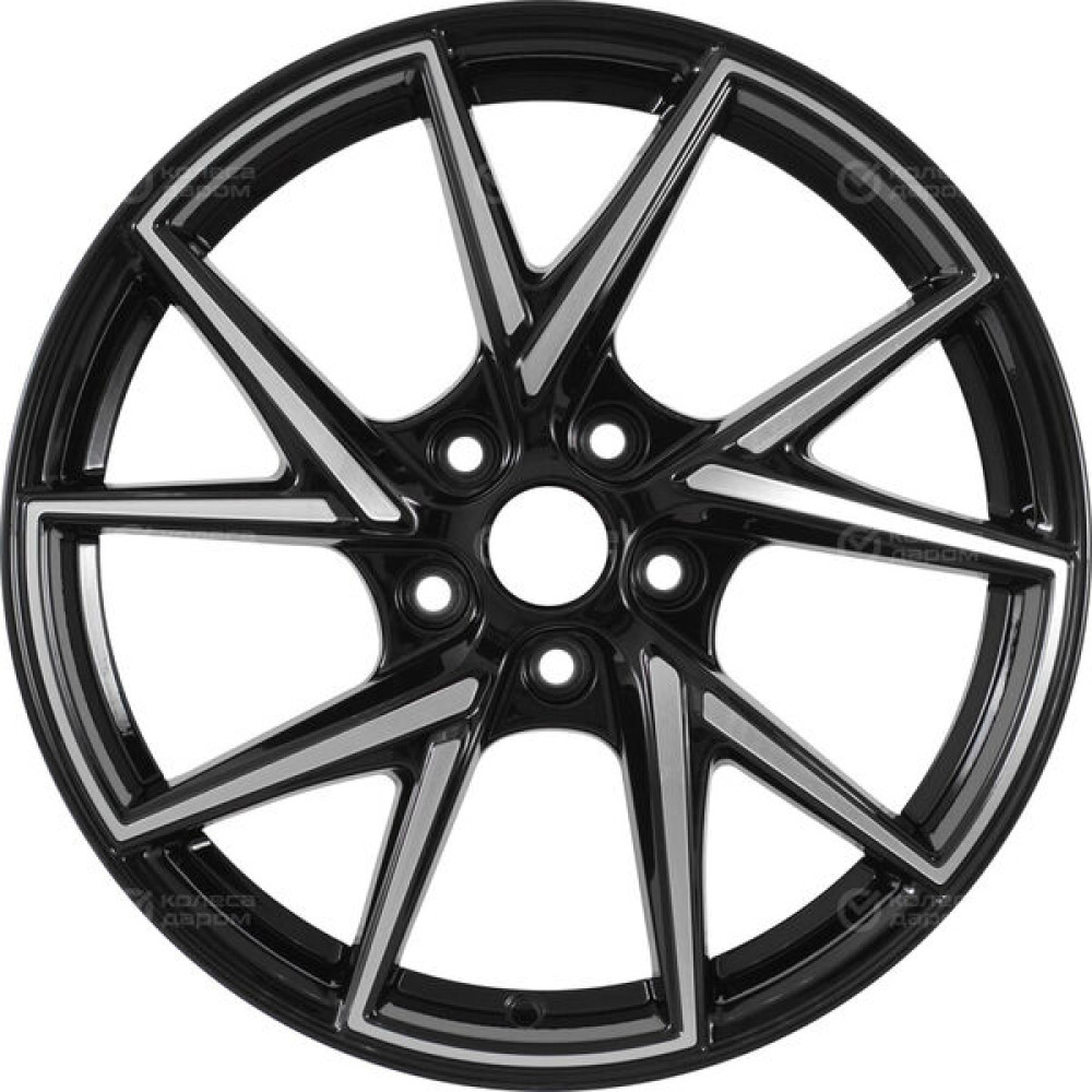 Колесный диск WUP Up105 7xR17 5x114.3 ET45 DIA60.1 черный глянцевый с полированными элементами лицевой поверхности