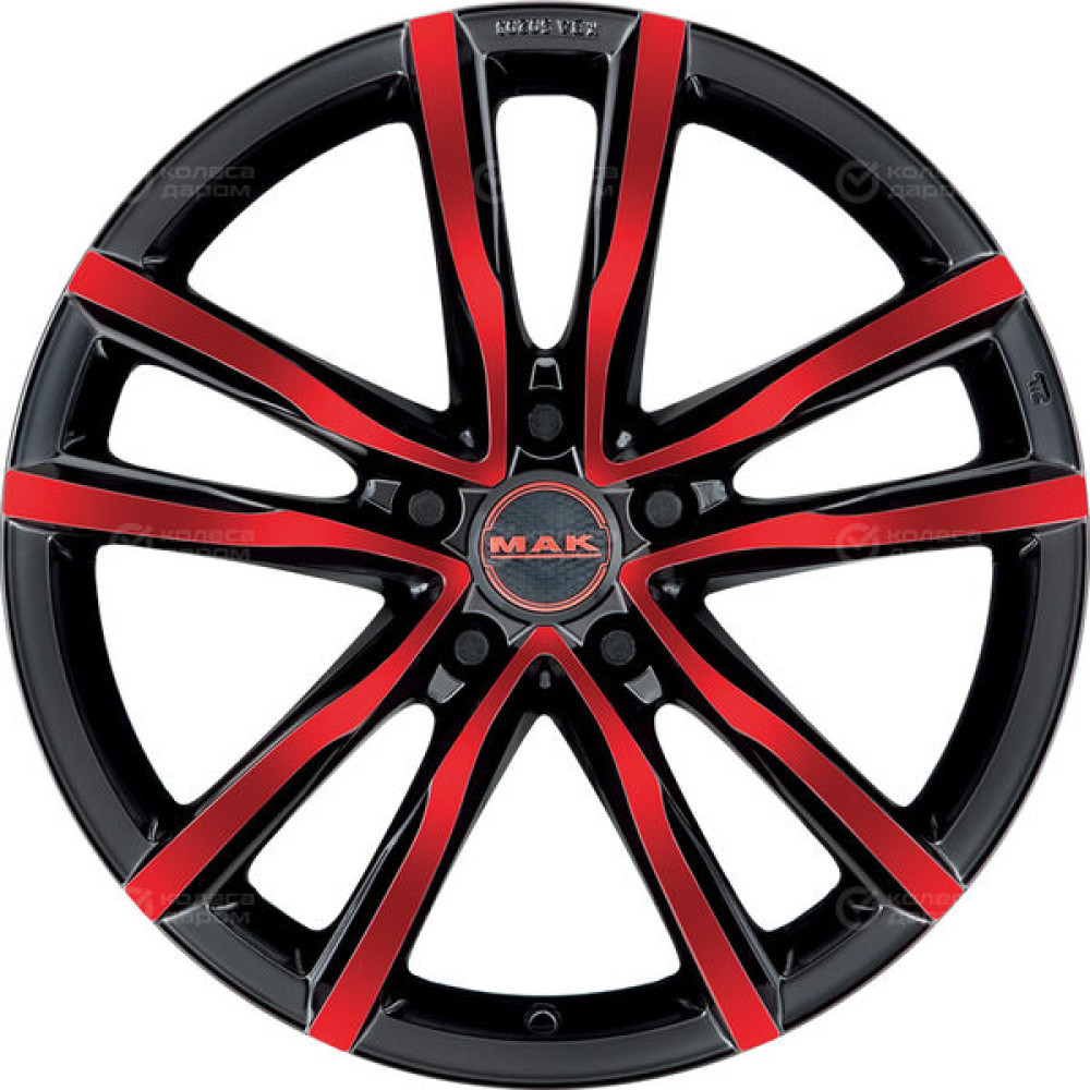 Колесный диск MAK MILANO 8xR18 5x108 ET45 DIA72 чёрный с красной лицевой частью