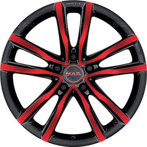 Колесный диск MAK MILANO 8xR18 5x108 ET45 DIA72 чёрный с красной лицевой частью
