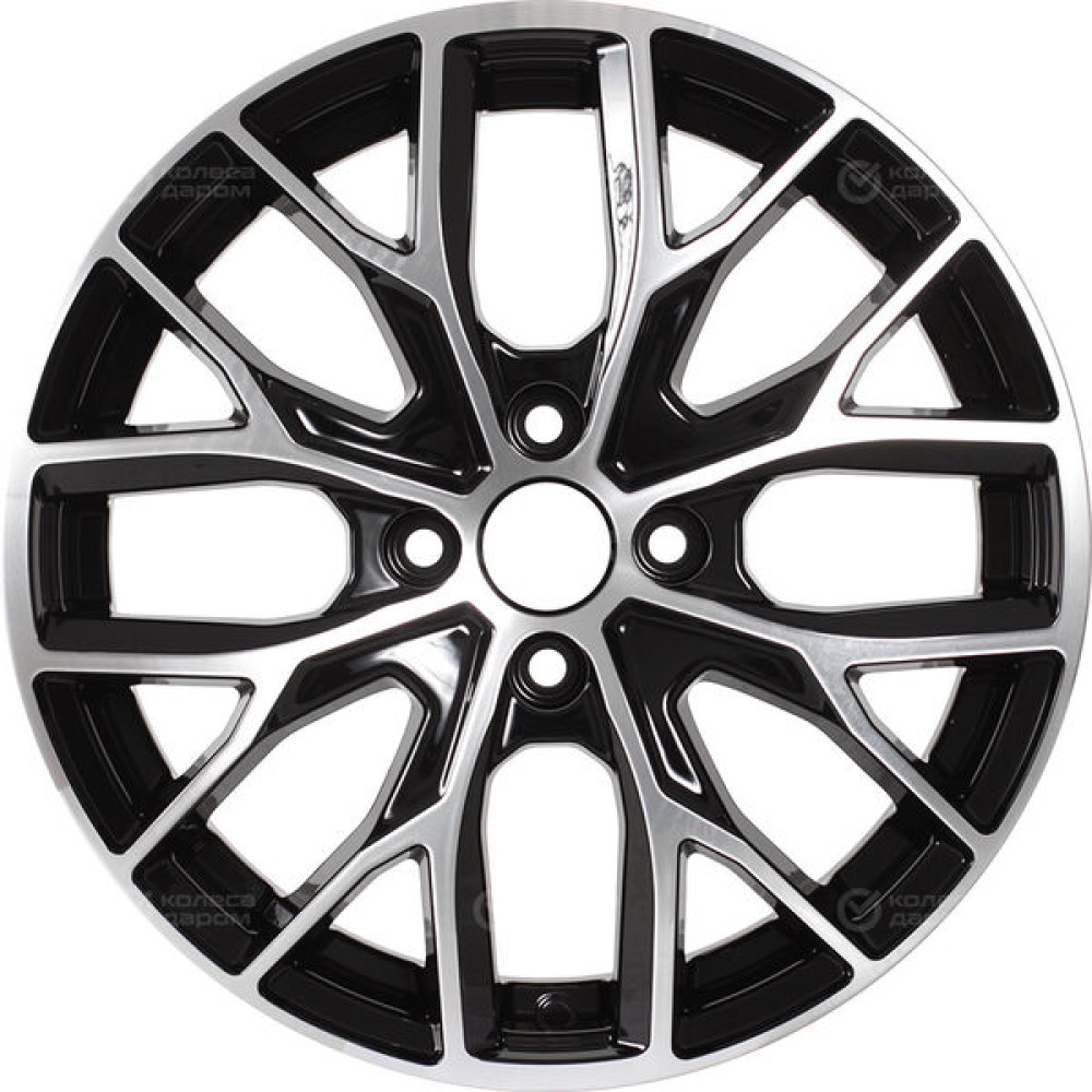 Колесный диск КиК Лилиом 6xR16 4x114.3 ET40 DIA67.1 черный глянцевый с полированными элементами лицевой поверхности