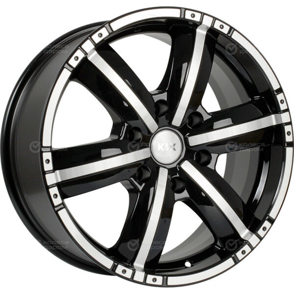 Колесный диск КиК Окинава-оригинал 7.5xR17 6x139.7 ET30 DIA106.1 черный глянцевый с полированными элементами лицевой поверхности